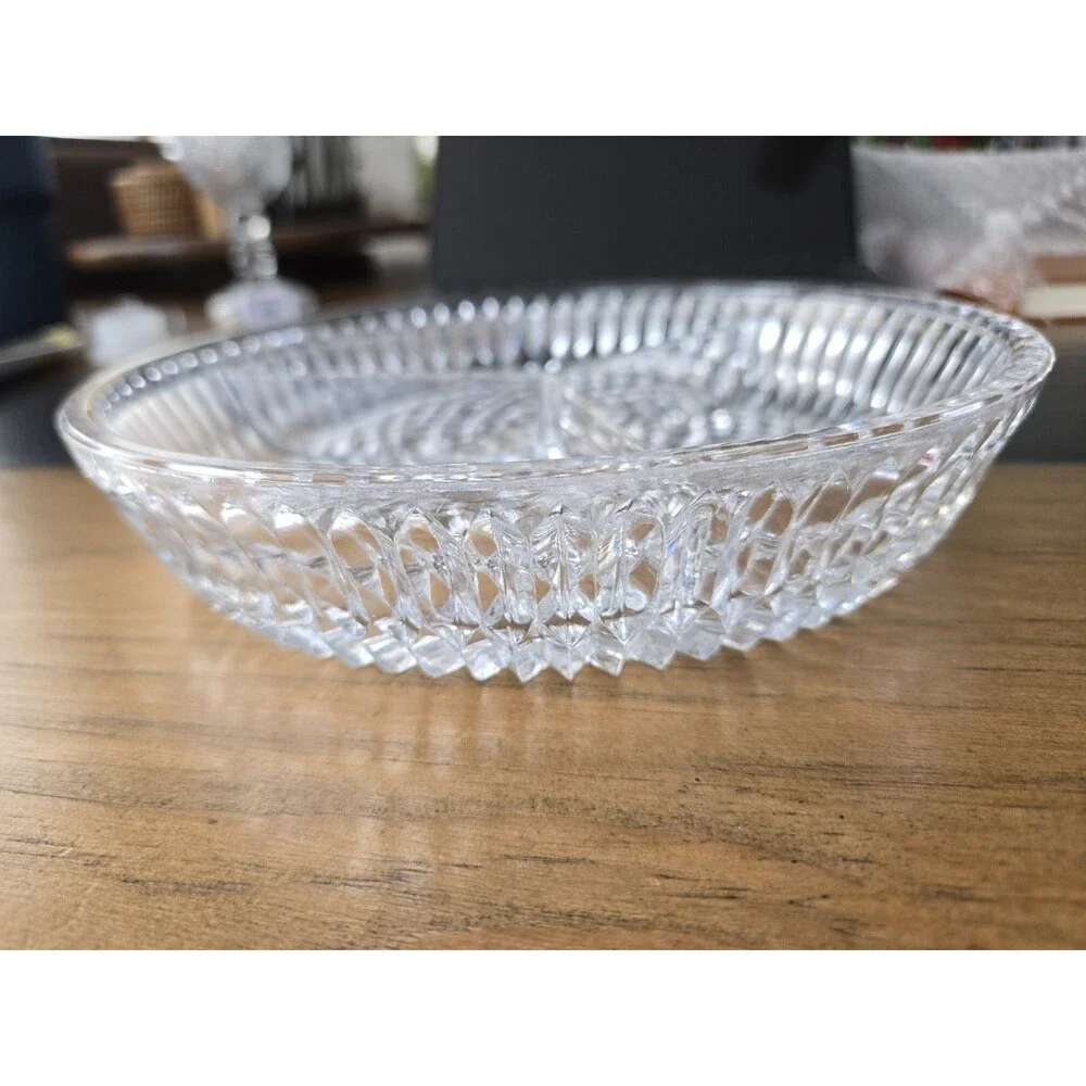 Vintage Anchor Hocking Miss America Clear Depression Glass 3-Part Relish Dish